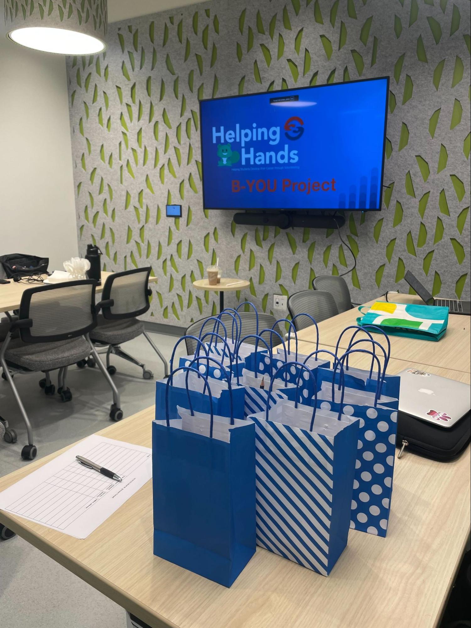 View of gift bags.