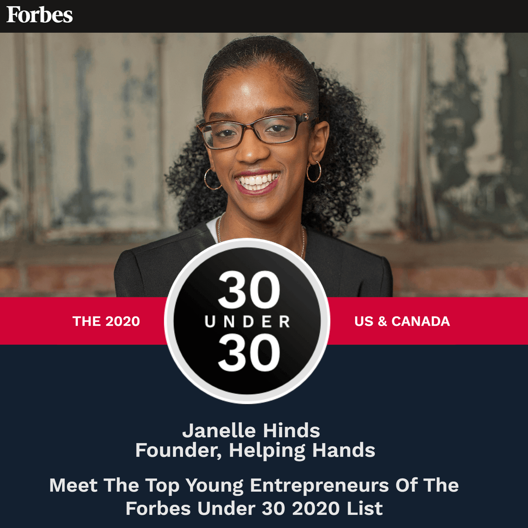Founder Janelle Hinds featured in Forbes Under 30 for education